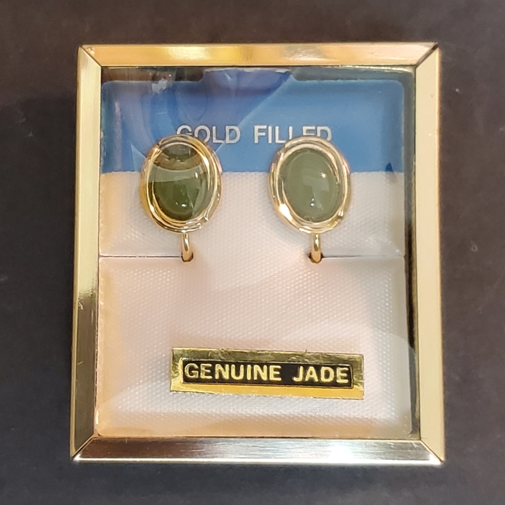 Jade 12K G.F. Screw Back Earrings